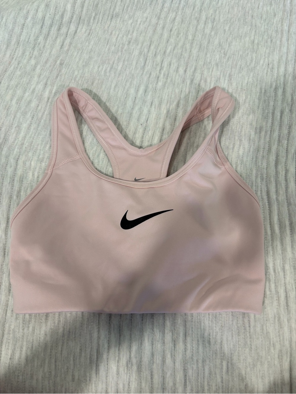 Nike Pale Pink Racerback Sports Bra with Black Swoosh